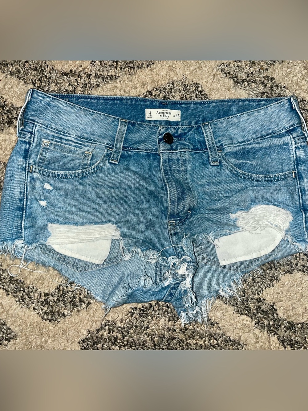 Abercrombie & Fitch Light Blue Denim Shorts with Button Front